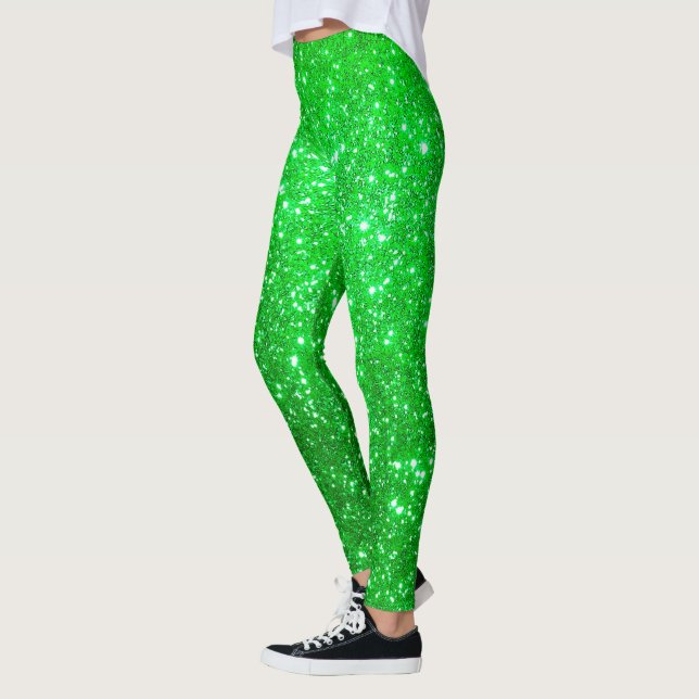 Leggings Purpurina de oro de lujo verde popular (Izquierda)
