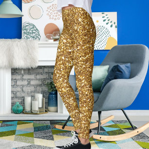 Leggings Purpurina de oro Elegantes Esparkles Cute Mamá Gir