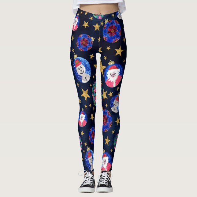 Leggings Purpurina de oro festivo Estrellas ornamentos colo (Anverso)