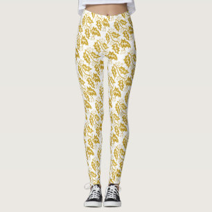 Leggings Purpurina de oro holly berry vacaciones de Navidad