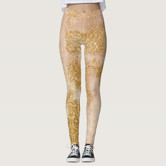 Leggings *~* Purpurina de oro rosa grunge con problemas de  (Anverso)