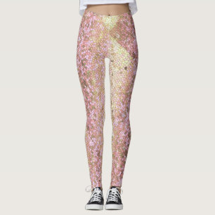 Leggings Purpurina de oro Rosa Sparkly Bling Moda Yoga Pant