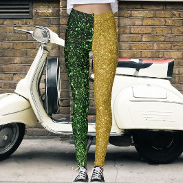 Leggings Purpurina de oro verde moderno suave resplandecien