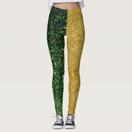 Leggings Purpurina de oro verde moderno suave resplandecien