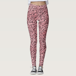 Leggings Purpurina de parkle de impresión de leopardo rosa