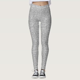 Leggings Purpurina De Plata Falsa Y Leyendas De Glamour