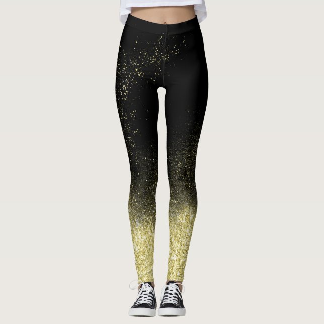 Leggings Purpurina de polvo dorado Navidades negros diverti (Anverso)