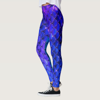 Leggings Purpurina de sirena azul personalizable