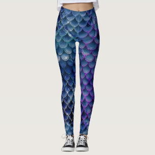 Leggings purpurina de sirena fresco moda pez azul como patr