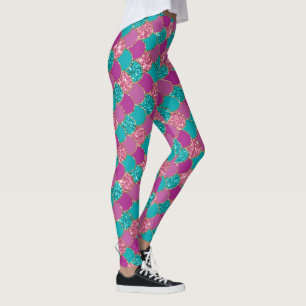 Leggings purpurina de sirena fresco patrón unicornio turque