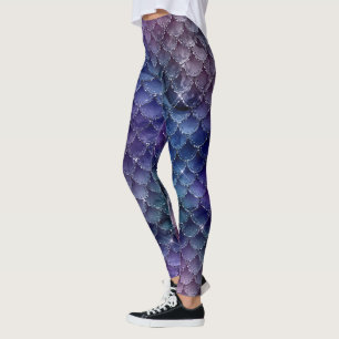 Leggings purpurina de sirena fresco unicornio azul verde