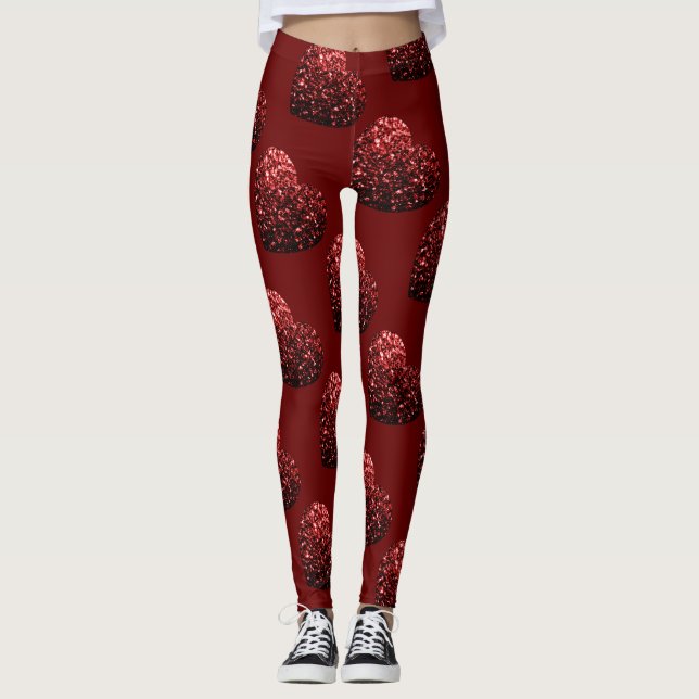 Leggings Purpurina del corazón enciende el patrón de San Va (Anverso)