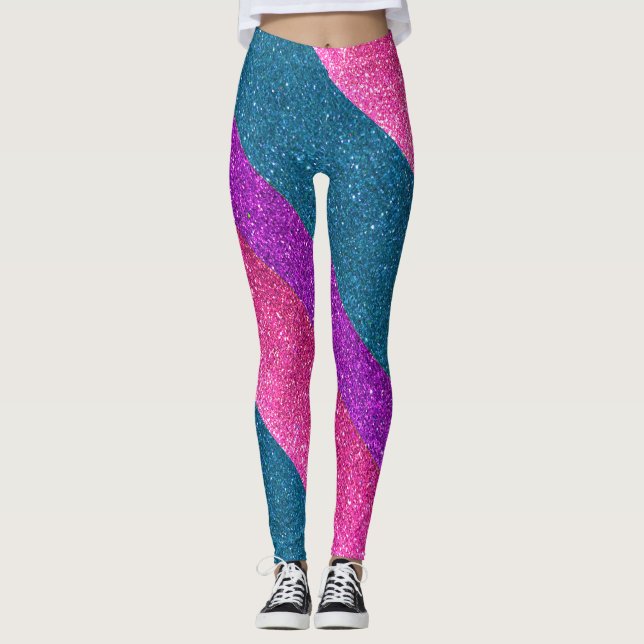 Leggings Purpurina del Orgullo Gay de Bandera Bisexual LGBT (Anverso)
