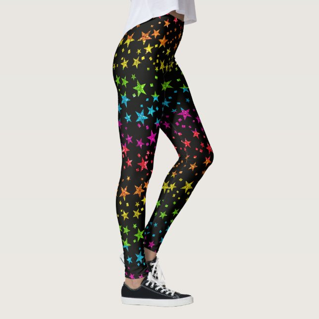 Leggings Purpurina Estrella arcoiris Patrón de orgullo gay  (Derecha)