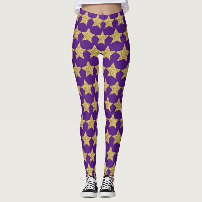 Leggings Purpurina Gold Stars Purple (Anverso)