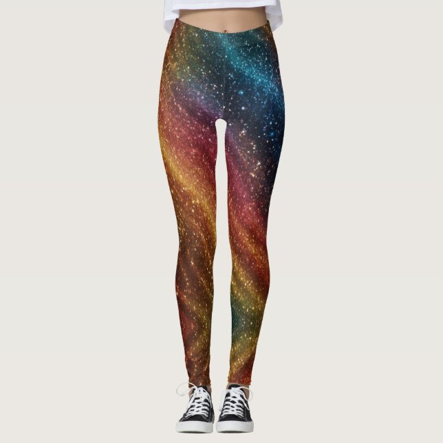 Leggings Purpurina irlandés del arco iris cósmico (Anverso)