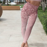Leggings Purpurina Metalizado cepillado rosado de Rubor<br><div class="desc">Diseño moderno de las leggings de moda con purpurina brillante rosa bonito sobre fondo metálico rosa roto.</div>