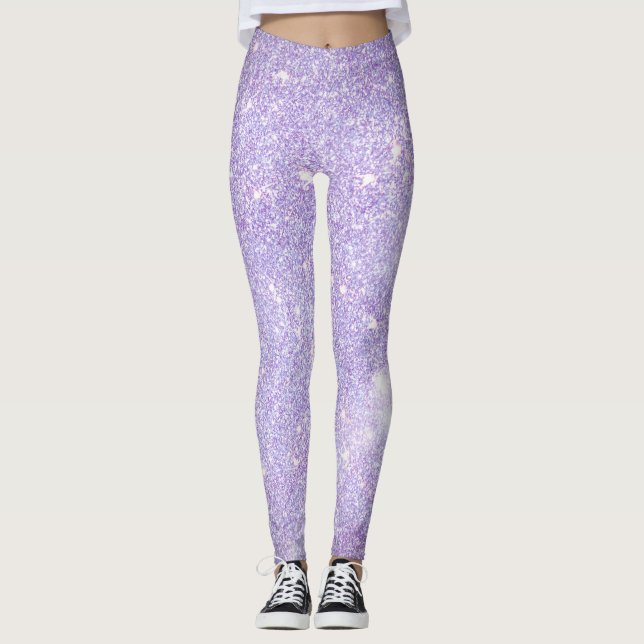 Leggings Purpurina morado de lavanda moderna chispas regalo (Anverso)