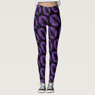 Leggings Purpurina morado levanta negro moderno