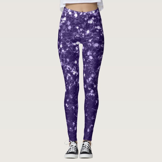 Leggings Purpurina morado ultravioleta oscuro chispas (Anverso)