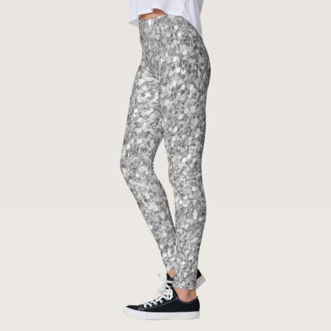 Leggings Purpurina Mosaico Blanco Y Gris (Izquierda)