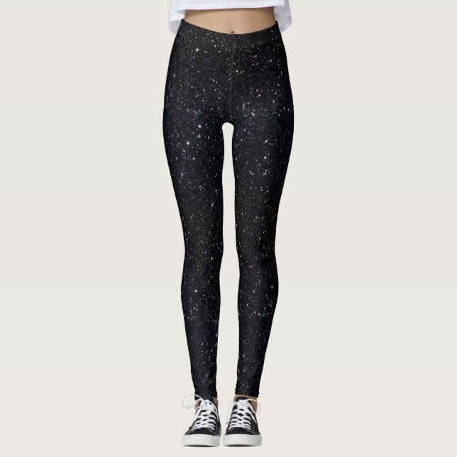 Leggings Purpurina Negro Faux Y Piernas De Glamour (Anverso)