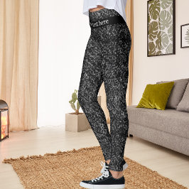 Leggings Purpurina negro moderno con un nombre personalizad