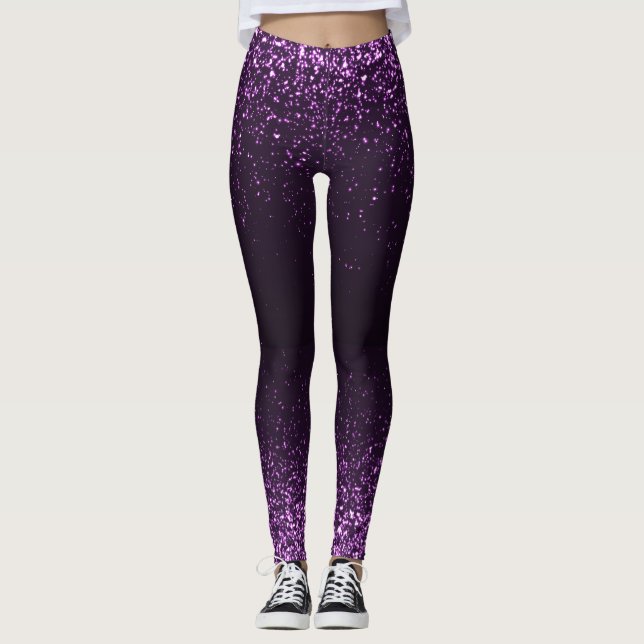 Leggings Purpurina negro morado Sparkle Girly Elegante Legi (Anverso)