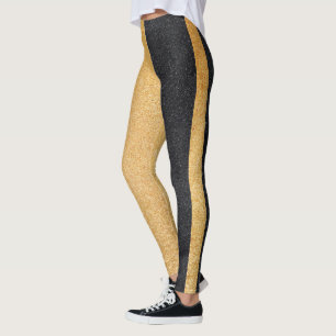 Leggings Purpurina Negro Y Dorado