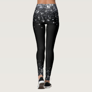 Leggings Purpurina negro y plateado moderno