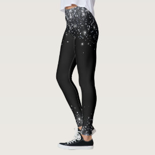 Leggings Purpurina negro y plateado moderno