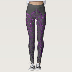 Leggings Purpurina oscuro de frambuesa en gris oscuro