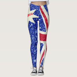 Leggings Purpurina rojo blanco y azul, mujeres de bandera a