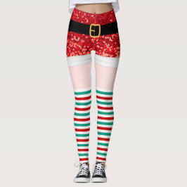 Leggings Purpurina rojo de Santa Claus