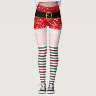 Leggings Purpurina rojo de Santa Claus