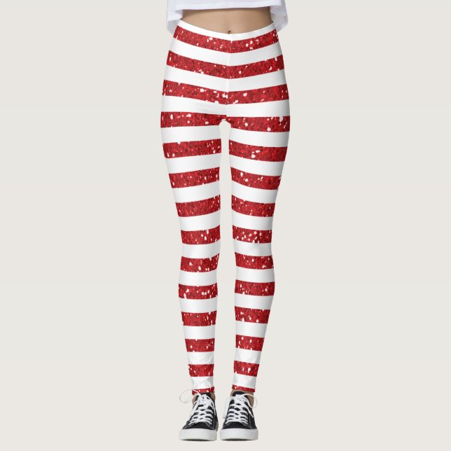 Leggings Purpurina rojo rayado (Anverso)