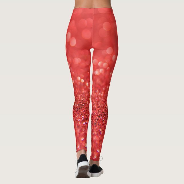 Leggings Purpurina rojo y blanco moderno (Reverso)