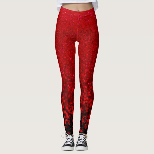 Leggings purpurina rojo y negro Ombre (Anverso)