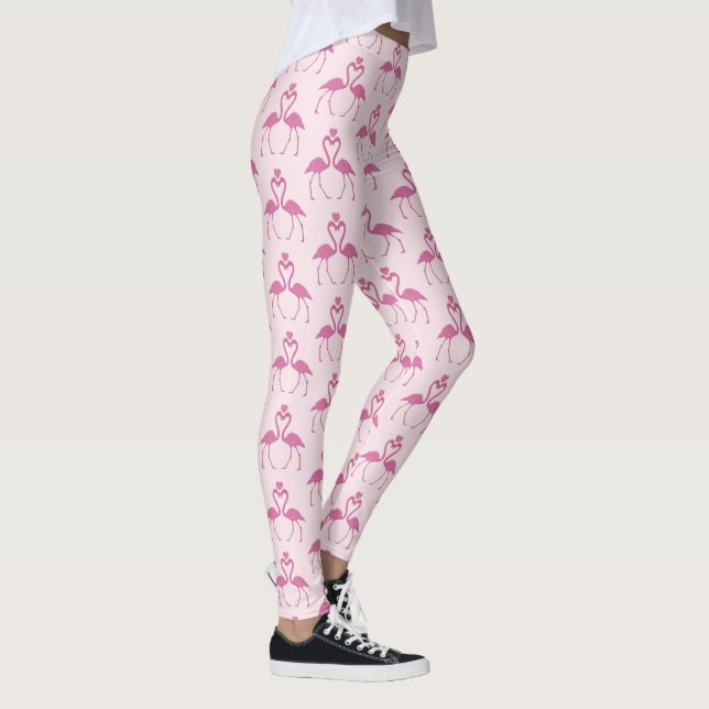 Leggings Purpurina rosa Flamingo El día de San Valentín Leg (Derecha)