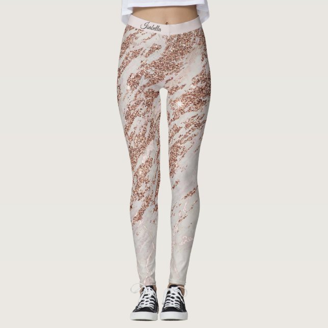 Leggings Purpurina rosa rosa rosa de lujo Rubor Marble Añad (Anverso)