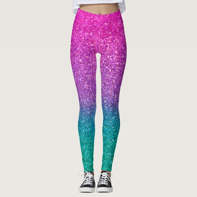 Leggings Purpurina rosa Verde azulado Aqua Blue & Purple Sp (Anverso)