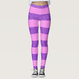 Leggings Purpurina Rosa y Morado Girando en franja femenino