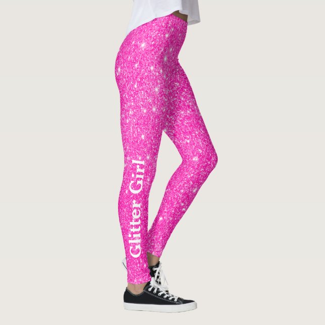 Leggings Purpurina Rosado Caliente Chica Mostrar Sus Glamou (Derecha)