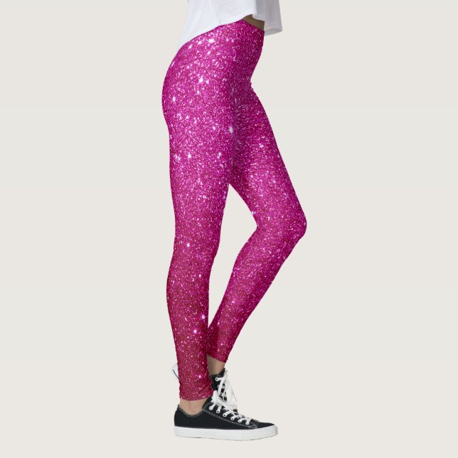 Leggings Purpurina Rosado Caliente Fuschia Y Piernas Glam (Derecha)