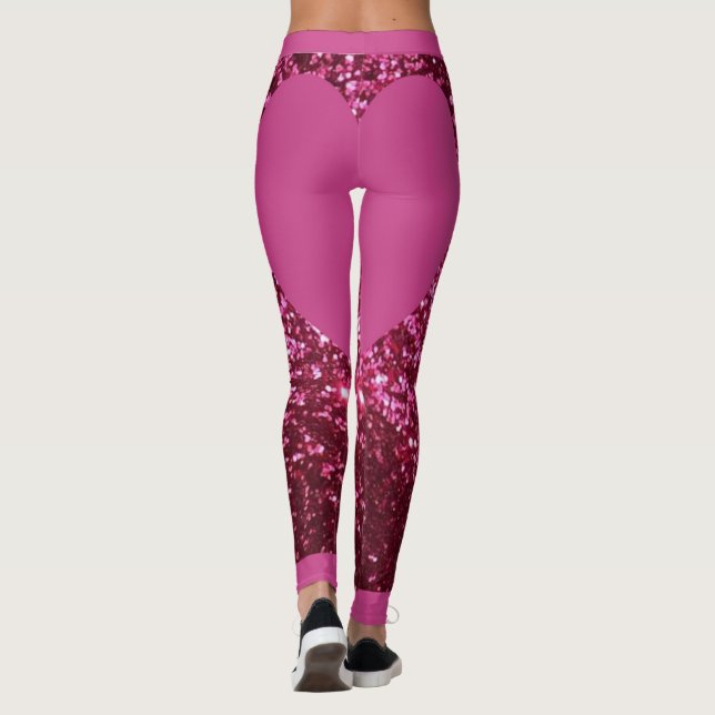 Leggings Purpurina rosado Corazón rosa (Reverso)