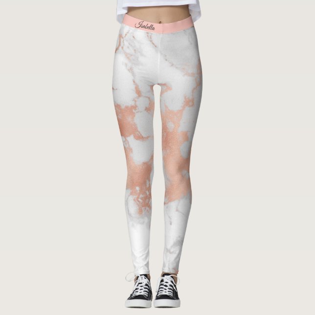 Leggings Purpurina Rubor de lujo Marble rosa blanco Añadir  (Anverso)