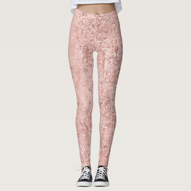 Leggings Purpurina Rubor de oro rosa rosa brillante metal d (Anverso)
