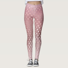 Leggings Purpurina Rubor Pequeños corazones Rosa Rosa Oro S