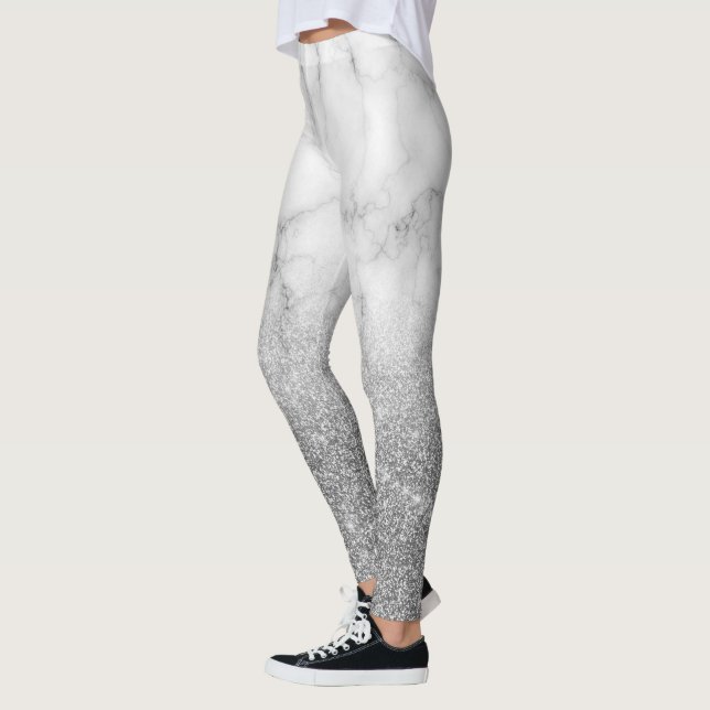 Leggings Purpurina único Metalizado plateado Marmol espumos (Izquierda)