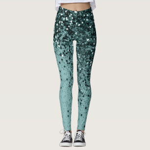 Leggings Purpurina verde azulado del Océano Mermaid #4 (Fal